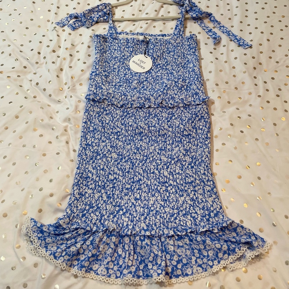 NWT Lost + Wander Body-con Smocked Mini Dress sz L